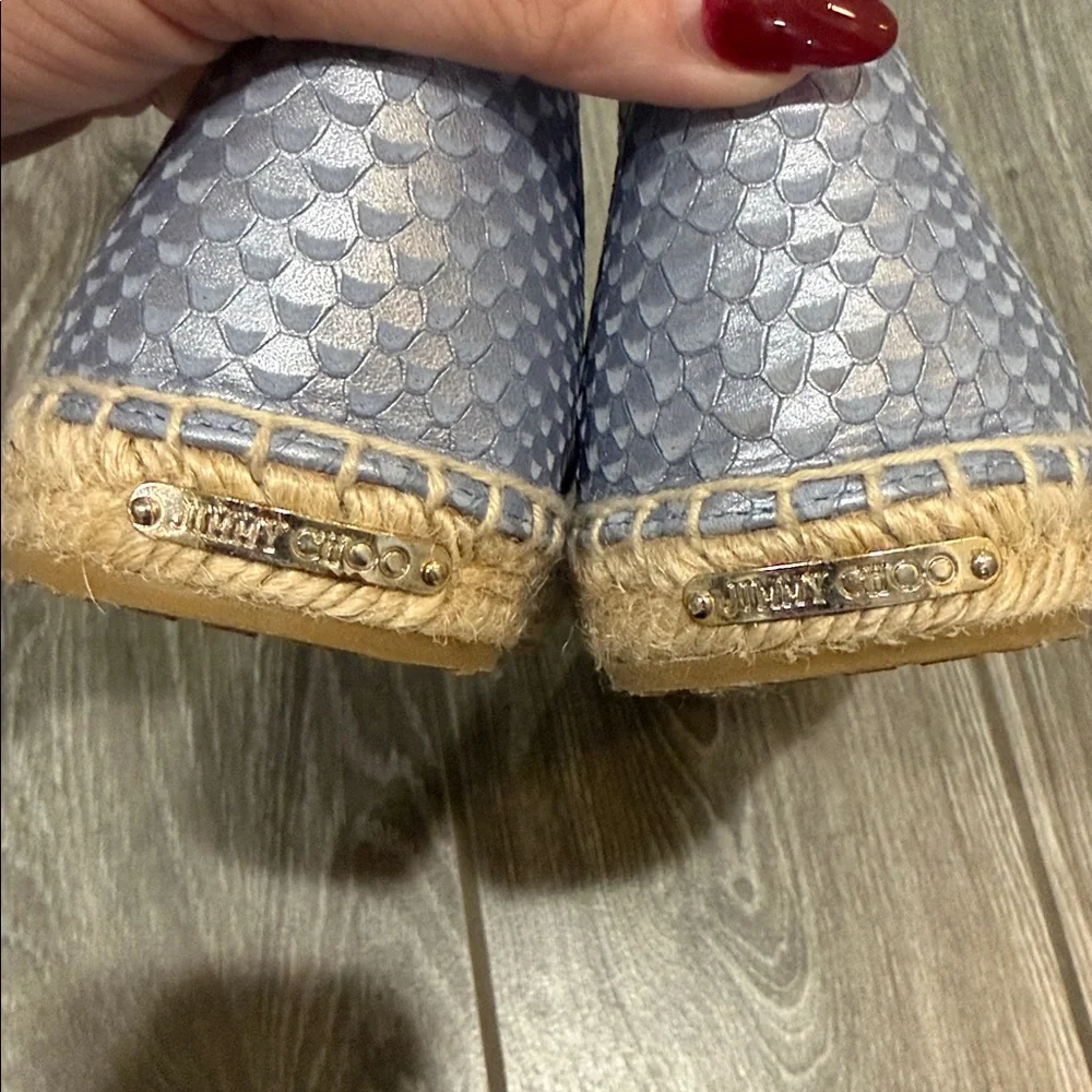 Jimmy Choo Dreya Blue Snakeprint Leather d'Orsay Espadrille - Size 39